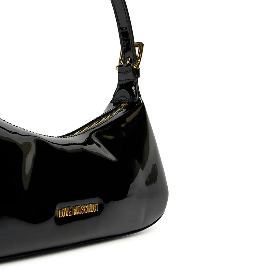 Borsa Donna a Spalla LOVE MOSCHINO in Ecopelle Effetto Vernice Nera