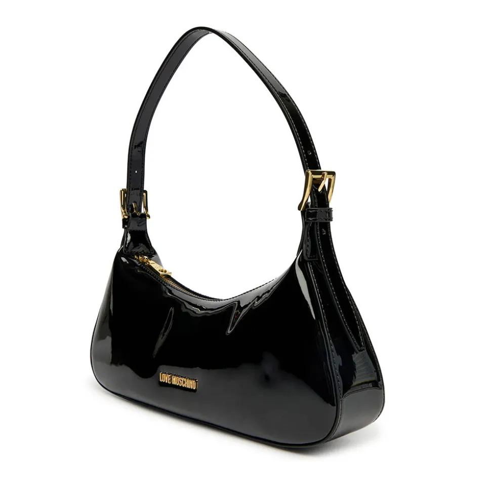 Borsa Donna a Spalla LOVE MOSCHINO in Ecopelle Effetto Vernice Nera