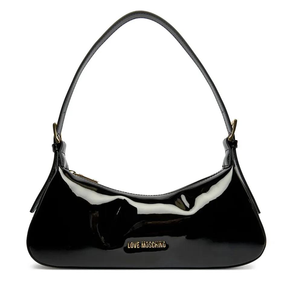 Borsa Donna a Spalla LOVE MOSCHINO in Ecopelle Effetto Vernice Nera