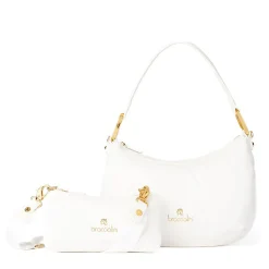 Borsa Donna a Spalla Media BRACCIALINI linea Beth Puffy in Nylon Bianco