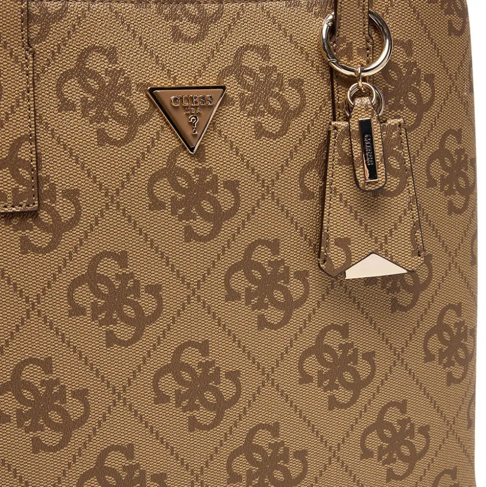 Borsa Donna a Spalla Shopper GUESS Linea Meridian colore Latte Logo