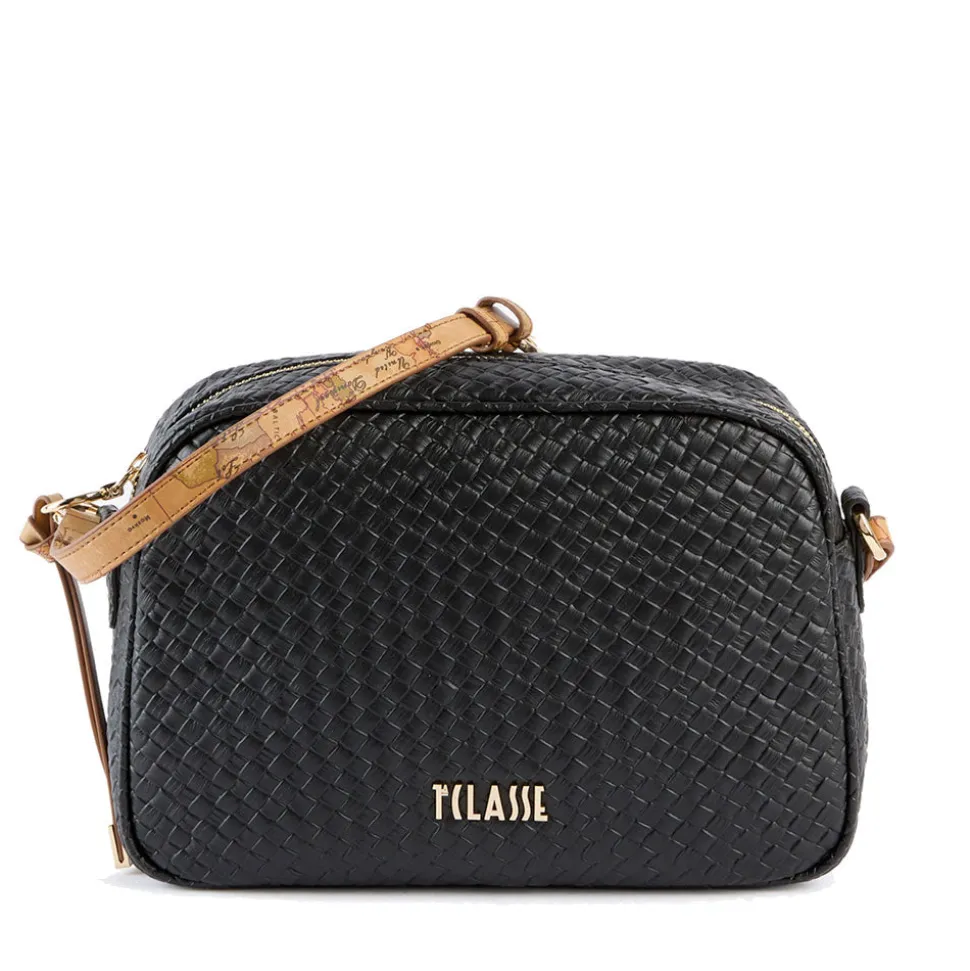 Borsa Donna a Tracolla 1A Classe Alviero Martini linea Golden Dune effetto Intrecciato Nera LE43