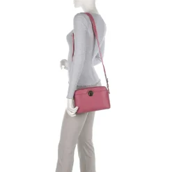 Borsa Donna a Tracolla chiusa con Zip COCCINELLE in Pelle Linea Liya Signature colore Rosewood