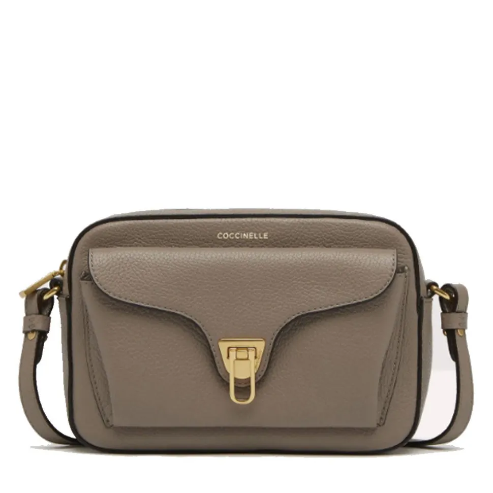 Borsa Donna a Tracolla COCCINELLE in Pelle Warm Taupe linea Beat Soft Misura Media