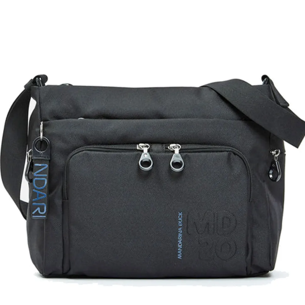 Borsa Donna a Tracolla con Tasca Frontale MANDARINA DUCK in Tessuto Linea MD20 Colore Nero