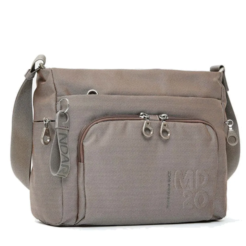 Borsa Donna a Tracolla con Tasca Frontale MANDARINA DUCK in Tessuto Linea MD20 Colore Taupe
