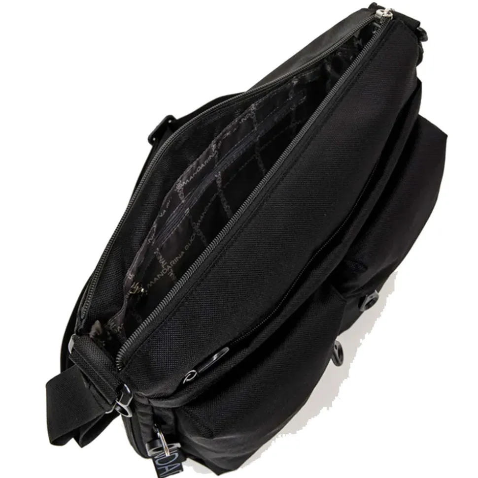 Borsa Donna a Tracolla MANDARINA DUCK Espandibile in Tessuto Linea MD20 Colore Nero Misura Grande