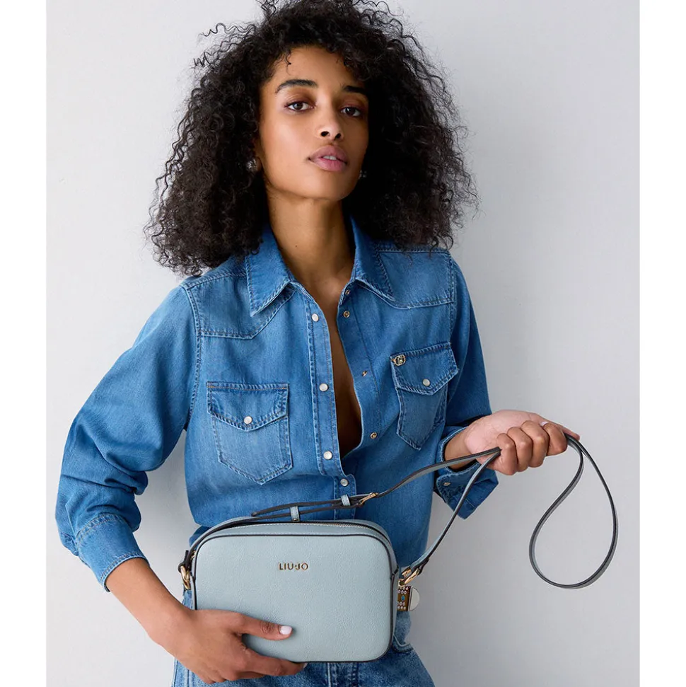 Borsa Donna a Tracolla Media LIU JO Better effetto Bottalato Azzurro