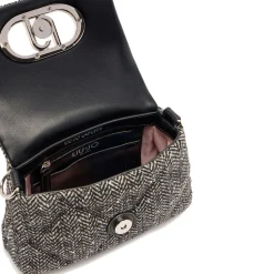 Borsa Donna a Tracolla Piccola LIU JO linea LaPuffy in Tessuto Chevron Nero con Paillettes