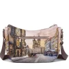 Borsa Donna Hobo Bag a Tracolla Y NOT YES-628 Stampa Astro Clock