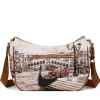 Borsa Donna Hobo Bag a Tracolla Y NOT YES-628 Stampa Venice Postcard