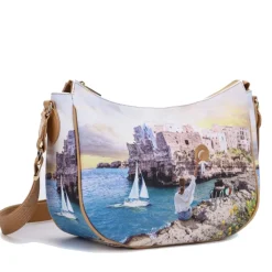 Borsa Donna Hobo Bag a Tracolla Y NOT YES-628 Stampa Polignano Coast