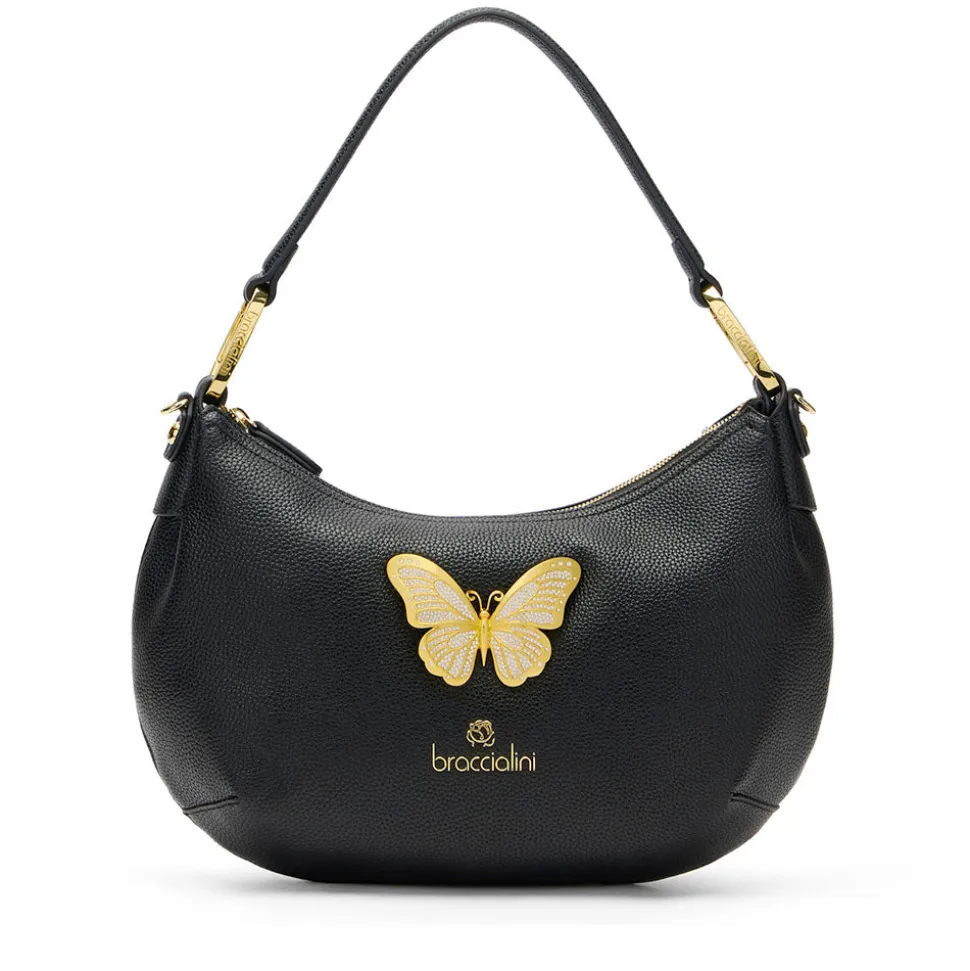 Borsa Donna Mezzaluna a Spalla Media BRACCIALINI linea Beth Jewels Nera