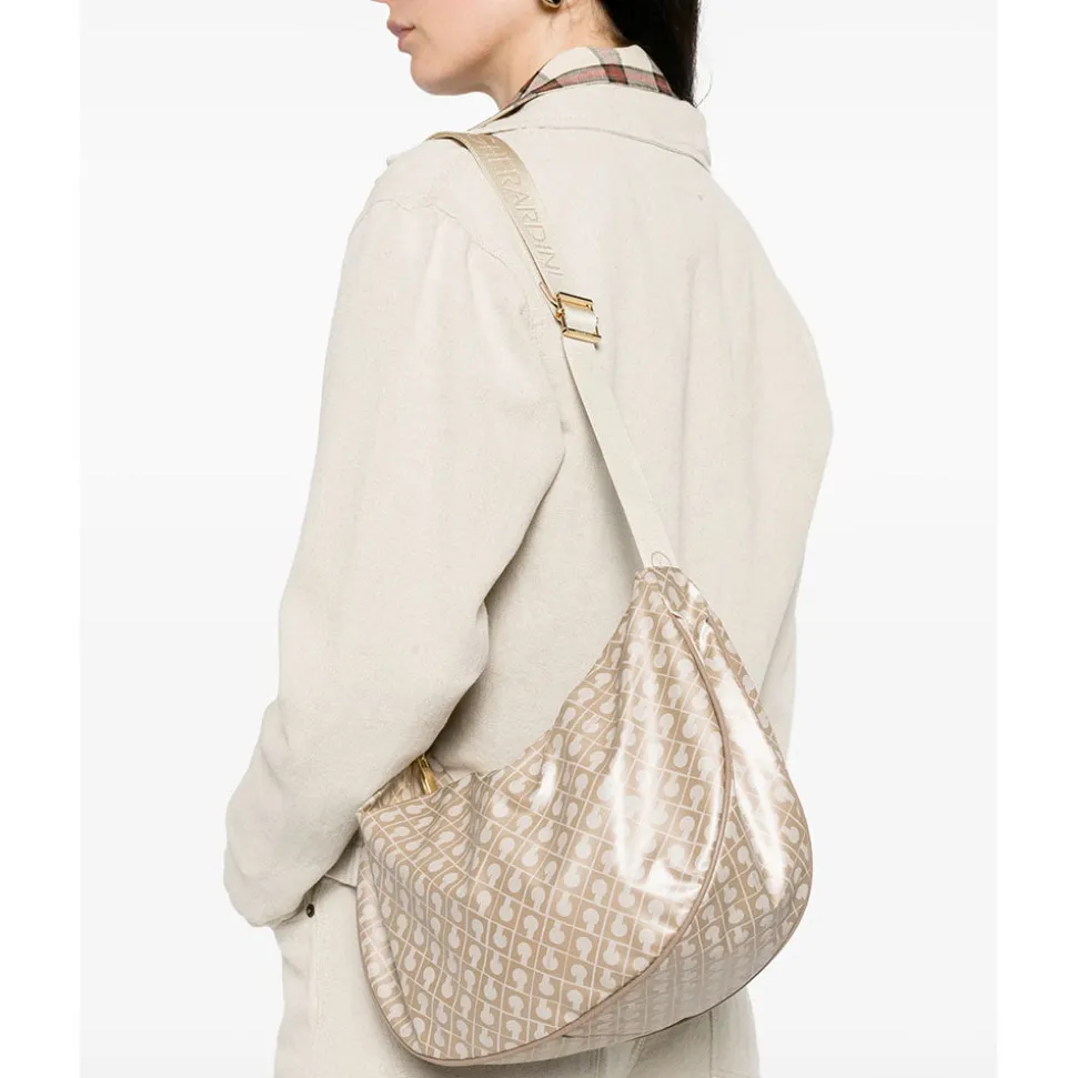 Borsa Donna Mezzaluna GHERARDINI in Tessuto Softy colore Creta