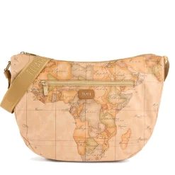 Borsa Donna Mezzaluna Grande 1A Classe Alviero Martini linea Soft Petals in Tessuto Soft Geo Classic e Cuoio LE54