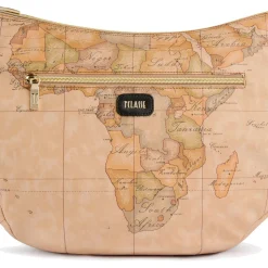 Borsa Donna Mezzaluna Grande 1A Classe Alviero Martini linea Soft Petals in Tessuto Soft Geo Classic e Nero LE54