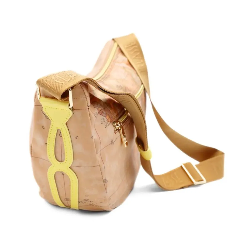 Borsa Donna Mezzaluna Media 1A Classe Alviero Martini linea Soft Petals in Tessuto Soft Geo Classic e Giallo Pastello LE55