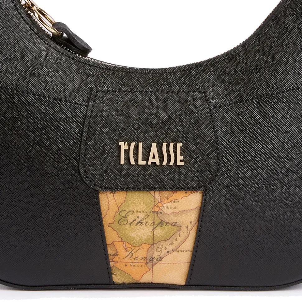 Borsa Donna Mezzaluna Piccola a Tracolla 1A Classe Alviero Martini linea Bloom City Nero LE50