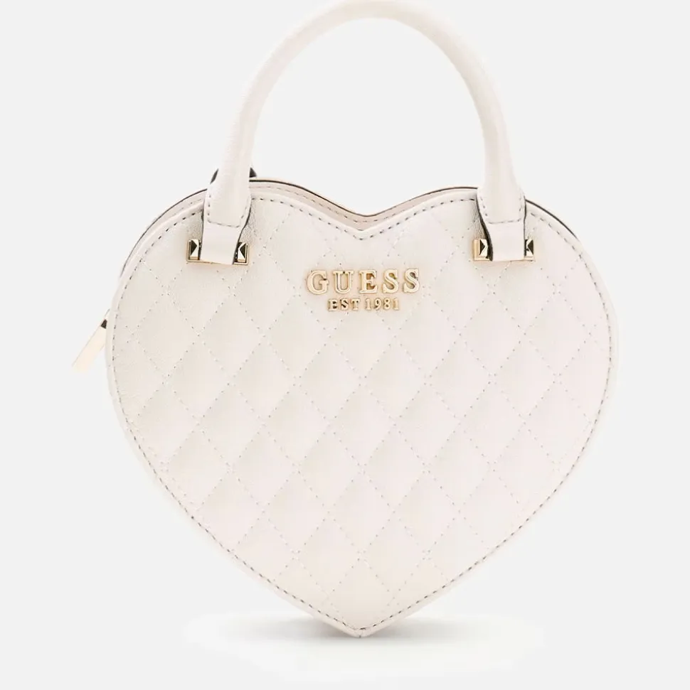Borsa Donna Mini a Mano GUESS a Forma di Cuore Linea Atabey Colore Off White