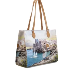Borsa Donna Shopper a Spalla Y NOT YES-602 stampa Polignano Coast