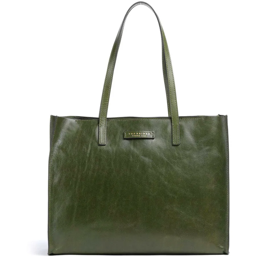 Borsa Donna Shopper THE BRIDGE Linea Mirra in Pelle Verde Maggiorana