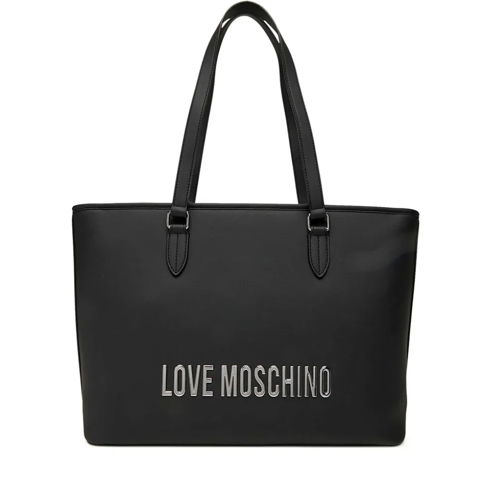 Borsa Donna Shopping LOVE MOSCHINO linea Bold Bag colore Nero e Nikel