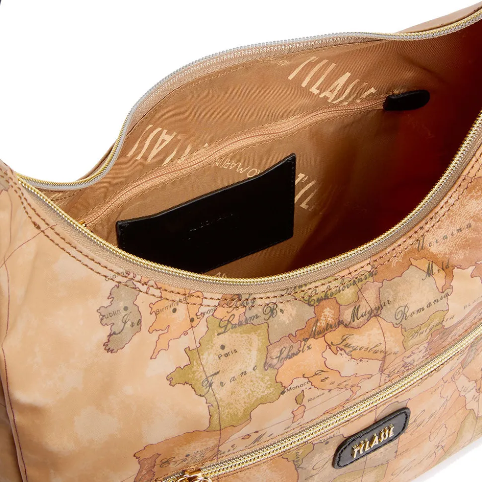 Borsa Donna Sottospalla 1A Classe Alviero Martini linea Soft Petals in Tessuto Soft Geo Classic e Nero LE58