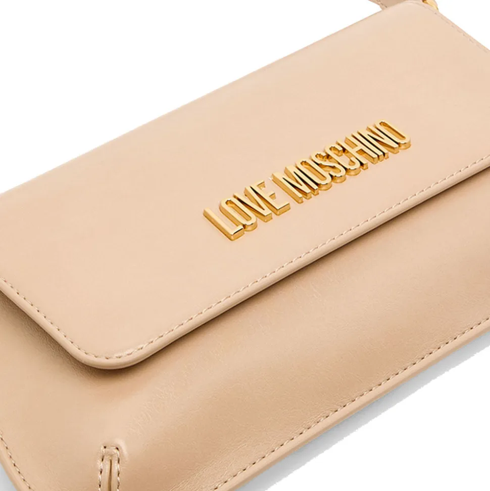 Borsa Piatta a Spalla LOVE MOSCHINO linea Lettering Logo Nude