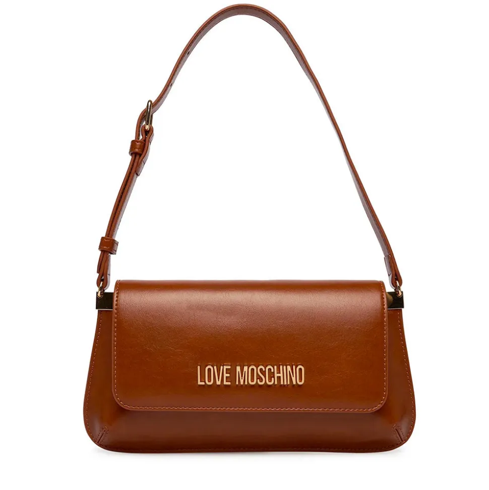 Borsa Piatta a Spalla LOVE MOSCHINO linea Lettering Logo color Cuoio