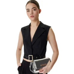 Borsa Piatta a Spalla LOVE MOSCHINO linea Lettering Logo Mirror Argento