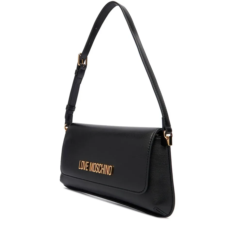 Borsa Piatta a Spalla LOVE MOSCHINO linea Lettering Logo Nero