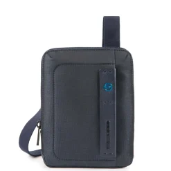 Borsello Uomo PIQUADRO a Tracolla con porta iPadmini - CA3084P16 in Tessuto Chevron - Blu