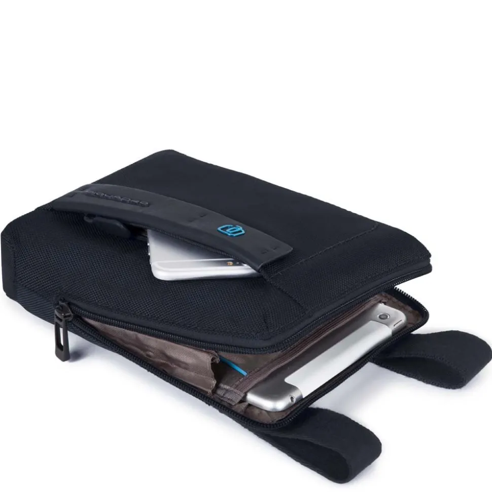 Borsello Uomo PIQUADRO a Tracolla con porta iPadmini - CA3084P16 in Tessuto Chevron - Blu