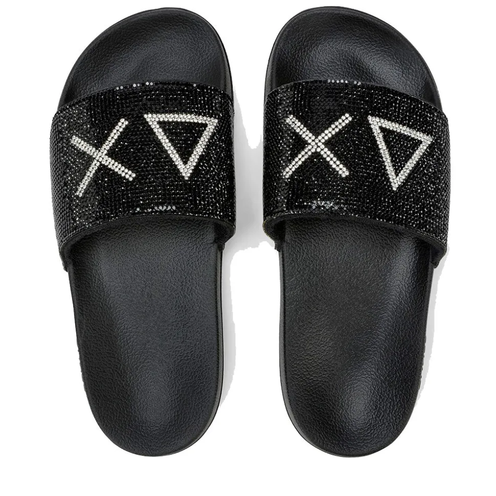 Ciabatte da Donna Sun68 Linea Slippers Strass Logo Colore Nero - X36211