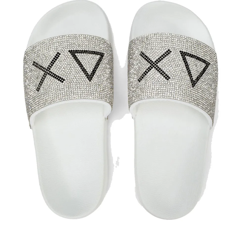 Ciabatte da Donna Sun68 Linea Slippers Strass Logo Colore Bianco - X36211