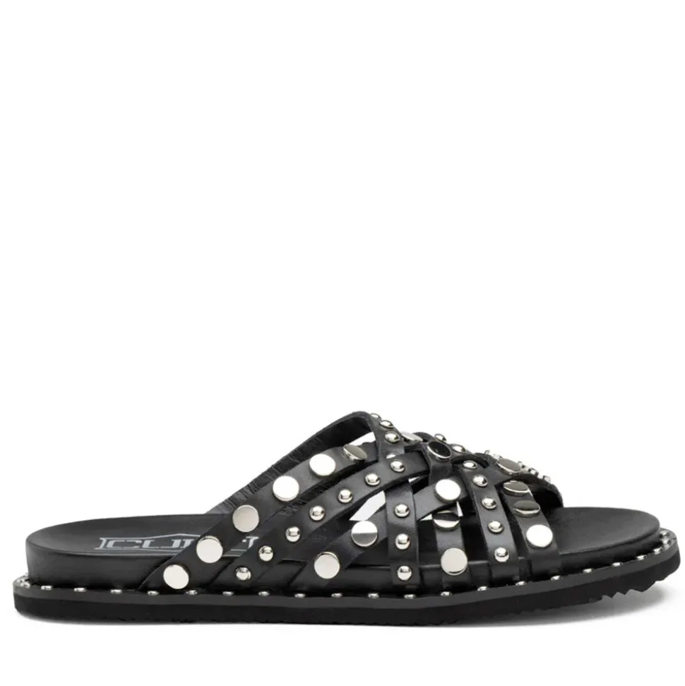 Ciabatte Donna CULT Roshelle 4275 in Pelle Colore Nero con Borchie Piatte Applicate