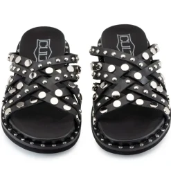 Ciabatte Donna CULT Roshelle 4275 in Pelle Colore Nero con Borchie Piatte Applicate