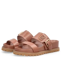 Ciabatte Donna Doppia Fascia LIU JO Livia 02 in Pelle color Cuoio