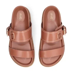 Ciabatte Donna Doppia Fascia LIU JO Livia 02 in Pelle color Cuoio