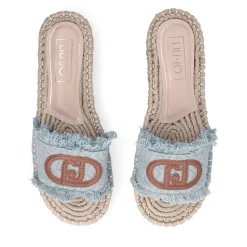 Ciabatte Donna Modello Espradillas LIU JO Paros 02 in Denim Jacquard Logato Light Blue