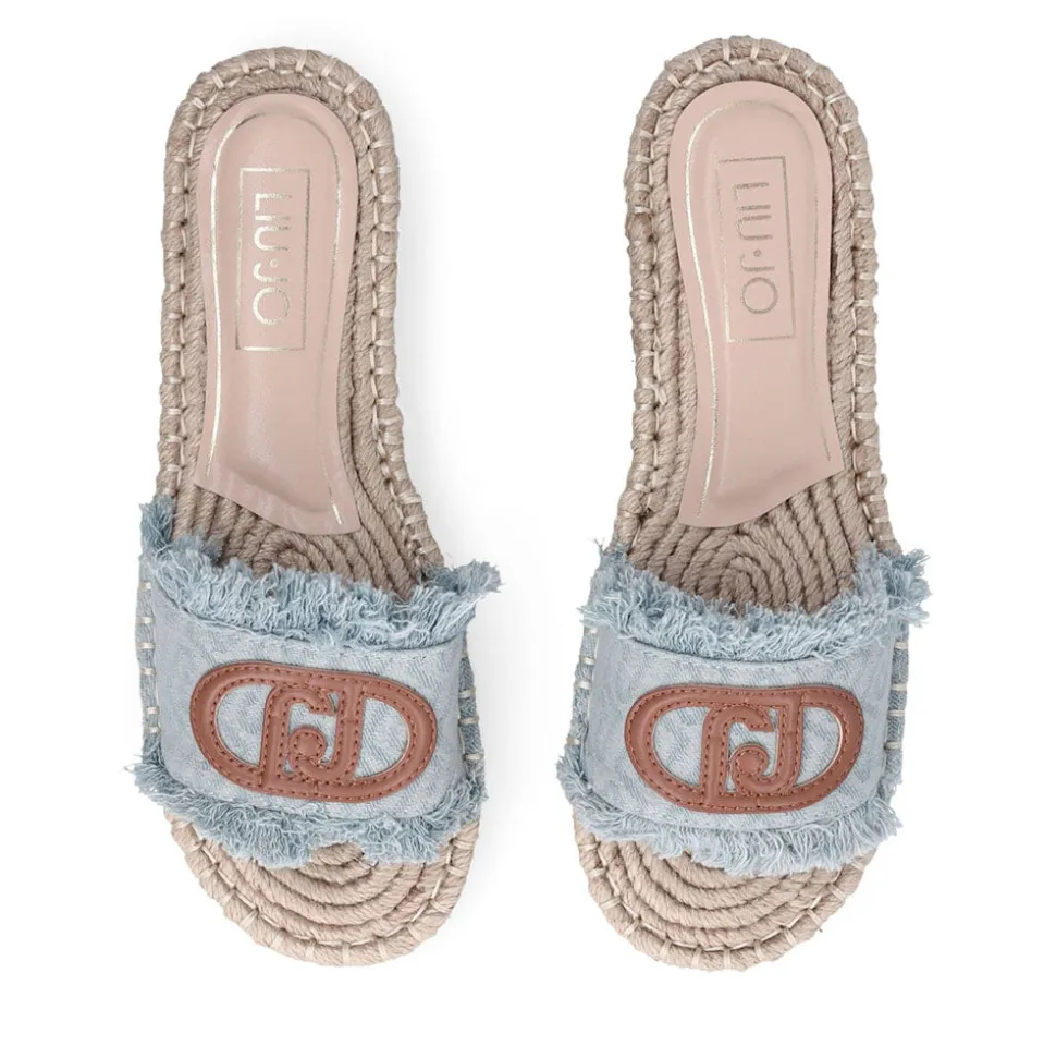 Ciabatte Donna Modello Espradillas LIU JO Paros 02 in Denim Jacquard Logato Light Blue