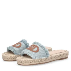 Ciabatte Donna Modello Espradillas LIU JO Paros 02 in Denim Jacquard Logato Light Blue