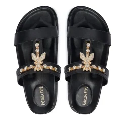 Ciabatte Doppia Fascia Gioiello PATRIZIA PEPE Girl linea Fly Birkilux in Pelle Nera