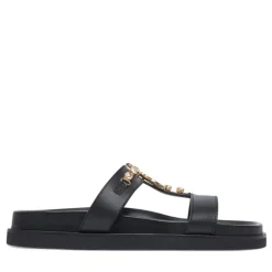 Ciabatte Doppia Fascia Gioiello PATRIZIA PEPE Girl linea Fly Birkilux in Pelle Nera