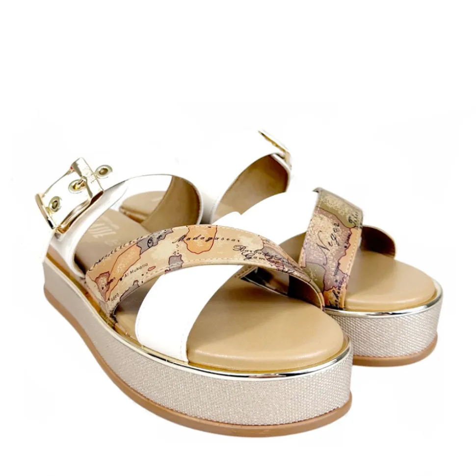 Ciabatte Platform 1A Classe Alviero Martini Bianco Sporco e Geo Beige 2493