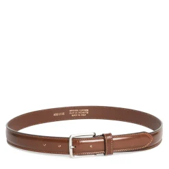 Cintura Uomo in Pelle di Vitello Spazzolato color Cognac 3,5cm - Made in Italy