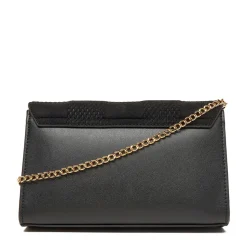 Clutch Donna con Tracolla LOVE MOSCHINO linea Gold Metal Logo in Tessuto Soft Nero