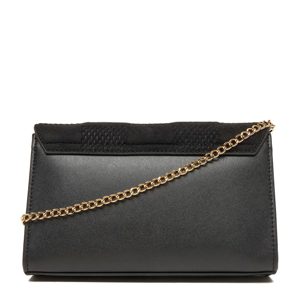 Clutch Donna con Tracolla LOVE MOSCHINO linea Gold Metal Logo in Tessuto Soft Nero