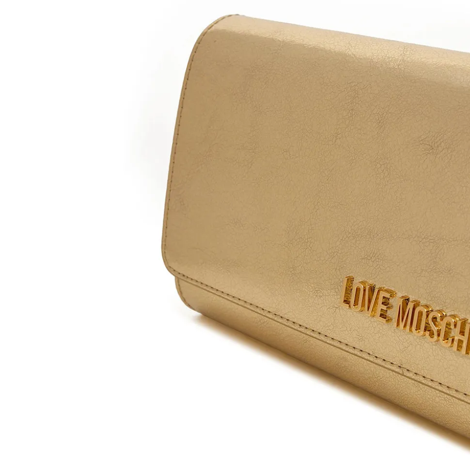 Clutch Donna con Tracolla LOVE MOSCHINO effetto Metallizzato Oro