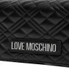 Clutch Donna con Tracolla LOVE MOSCHINO linea Shiny Quilted Nero e Nikel